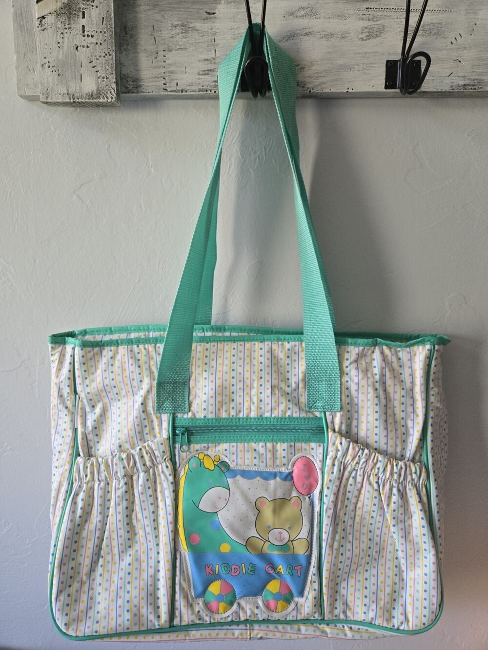 Vintage Gerber Polka Dot Baby Diaper Bag Tote Zipper Pocket RARE HTF Accessories
